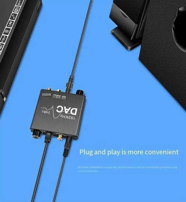 Alt view image 6 of 6 - 192KHZ digital-to-analog audio converter, fiber-to-analog-to-digital video converter, DAC audio converter