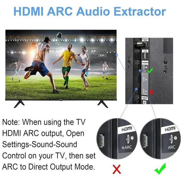 Alt view image 5 of 7 - 192K HDMI ARC audio return converter, DAC audio converter, optical fiber digital ARC audio adapter