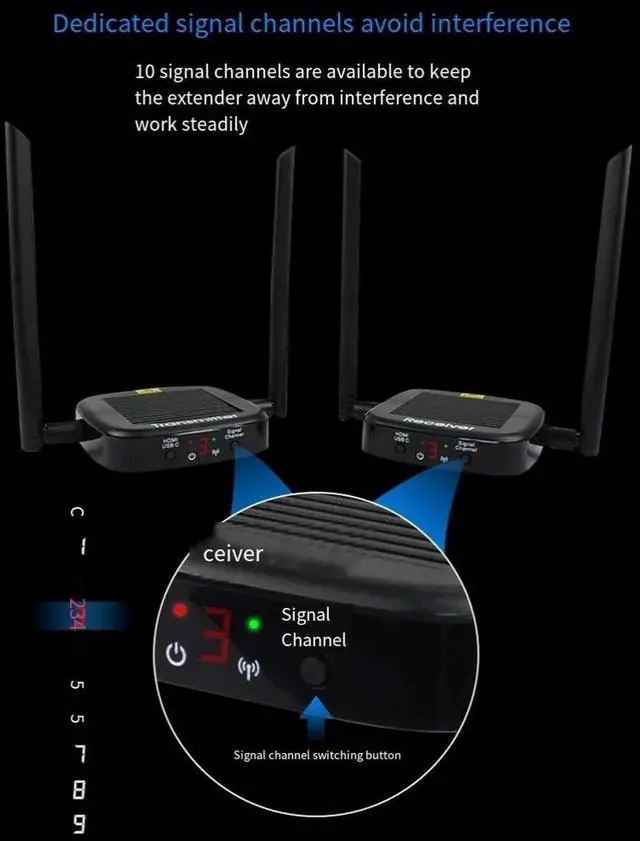 Alt view image 4 of 6 - 4K HDMI wireless transmitter, high-definition WIFI signal extender, 200-meter loop-out 5.8G video transmitter
