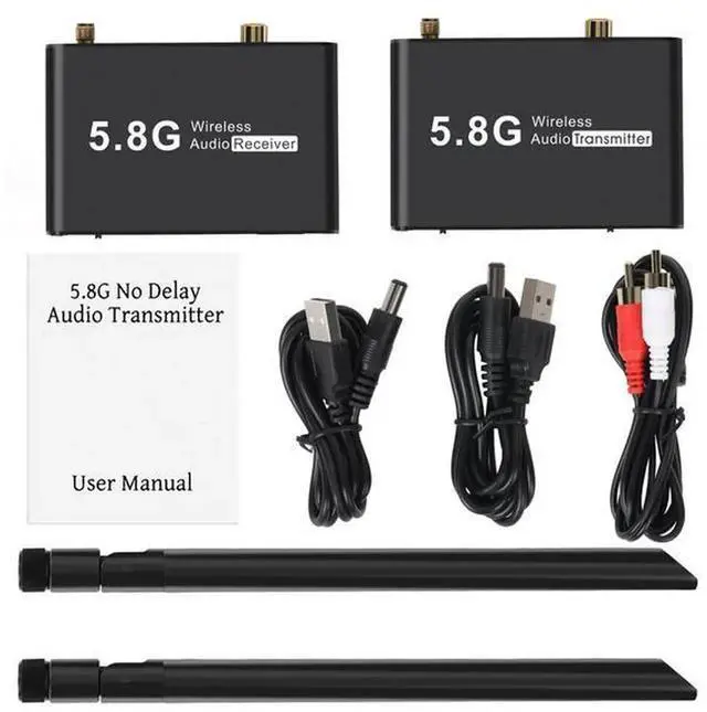Alt view image 2 of 6 - The 5.8G audio transmitter is a delay-free wireless audio transmitter that automatically connects to the optical fiber coaxial for mutual signal transmission