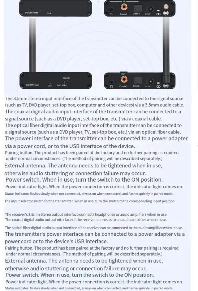 Alt view image 5 of 6 - The 5.8G audio transmitter is a delay-free wireless audio transmitter that automatically connects to the optical fiber coaxial for mutual signal transmission