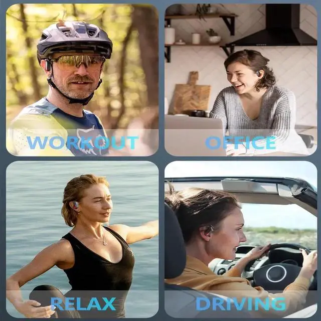 Alt view image 5 of 7 - True Wireless Earbuds, Bluetooth Headphones Stereo Sound Ear Buds with HD Microphone 120H Playtime with Dual LED Charging Case, IPX7 Waterproof Over Ear Earphones with Earhooks for Sport/Work/Phone