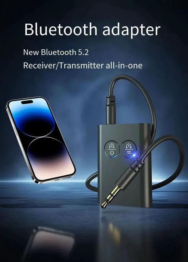 Alt view image 5 of 7 - Lossless Bluetooth 5.2 audio receiver and transmitter one-to-two support APTX 2-in-1 ultra-long battery life USB