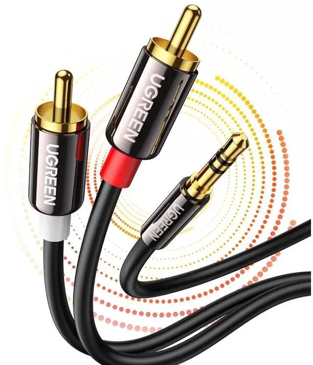 Alt view image 6 of 7 - 3.5mm rotary dual Lotus RCA input/output 1 tow 2 speaker audio cable