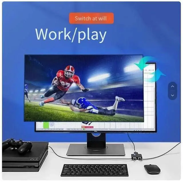 Alt view image 4 of 6 - 4K 60HZ KVM SWITCH HDMI 2.0 1 min 2 switcher 2 in 1 out hdmi high definition splitter 2 in 1 for switch computer video ps4 projector one drag two conversion display splitter