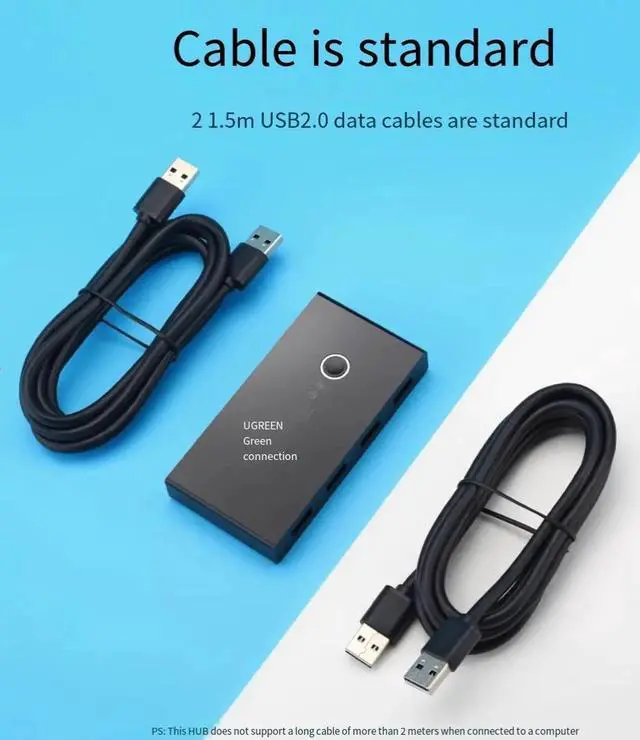 Alt view image 5 of 6 - USB 2.0 switch 2 In 4 out Two computers share the keyboard and mouse signal monitor u disk host desktop distribution four 4-port splitter interface converter and two 1.5m USB cables