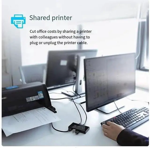 Alt view image 6 of 6 - USB 2.0 switch 2 In 4 out Two computers share the keyboard and mouse signal monitor u disk host desktop distribution four 4-port splitter interface converter and two 1.5m USB cables