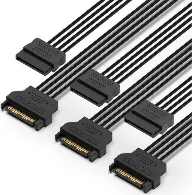 Main image of 3 Pack SATA Power Extension Cable 3Pack 15 Pin SATA Male to Female Extender Power Adapter Cable for Serial ATA Hard Drives, SATA HDD, SSD, CD Driver, CD Writer, CD ROM Drives 18 Inch(50cm)
