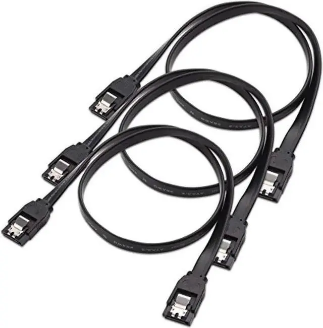 Main image of 3-pack straight sata iii 6.0 gbps sata cable (sata 3 cable) black - 24 inches