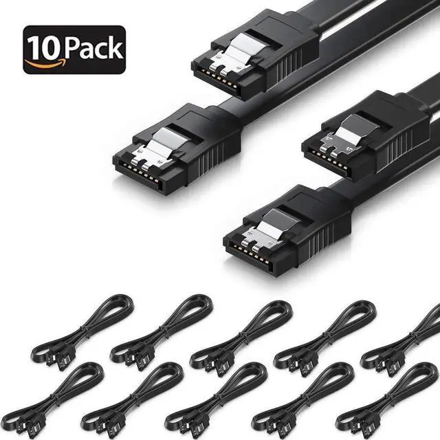 Main image of SATA Cable III 10 Pack 6Gbps Straight HDD SDD Data Cable with Locking Latch 16 Inch(40cm) for SATA HDD, SSD, CD Driver, CD Writer