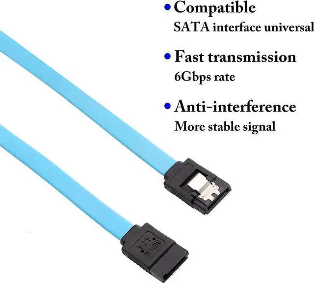 Alt view image 5 of 6 - SATA Cable III 3 Pack SATA Cable III 6Gbps Straight HDD SDD Data Cable with Locking Latch 15.7 Inch 40cm Compatible for SATA HDD SSD CD Driver CD Writer - Blue