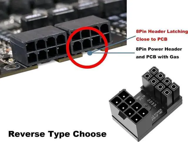 Alt view image 2 of 6 - PCIe 8 Pin 180 Degree Power Adapter,U Turn Angled GPU VGA 8Pin Connector Male to Female Internal Power Board Adapter for Desktop PC Graphics Video Card - Reverse Type,3 Pack