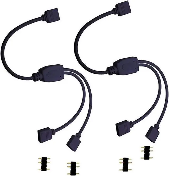 Alt view image 4 of 4 - 2 Pack 5V 3-Pin RGB 2-Way Female to x Female RBW LED Strip Splitter Cable,2 Port AURA RGB Lighting Hub w/ Gender Changer Adapter - 1 Foot