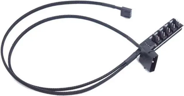 Alt view image 6 of 6 - 1 to 5 Ports 4 pin PWM Fan Hub Splitter - PWM Regulator 12V CPU Cooler / Case / Chasis Cooling Fan Power Cable Adapter Power By PSU Molex 4pin(12V ),40CM Power Cable included