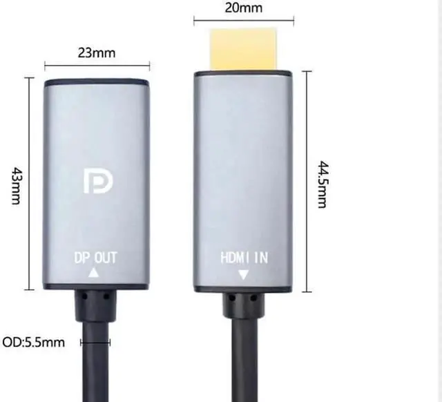 Alt view image 3 of 5 - HDMI to DisplayPort Adapter 4K@60Hz High Speed HDMI Male to DP Female Converter Cable Compatible for PC Graphics Card Laptop Mini NS PS5/4 Xbox One/360