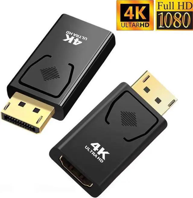 Main image of 2-Pack 4K DisplayPort to HDMI Adapter, Display Port DP to HDMI Adapter Male to Female Gold Plated 2K 3D 60Hz for HP, HDTV, Dell, GPU, AMD, NVIDIA,Projector, PC,Desktop, More Desktop & Display