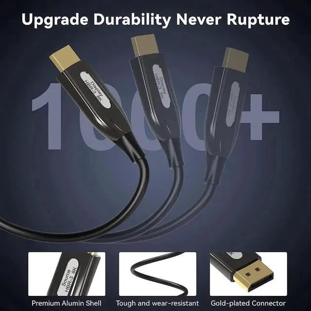 Alt view image 4 of 6 - 8K 4K Fiber Optic Displayport Cable Rated Long DP1.4 HBR3 Ultra High Speed 32.4Gbps 8K@60Hz 4K@144Hz Slim and Flexible Fiber DP to DP Cable -33FT Limited time offer, ends 01/23 By AUBEAMT