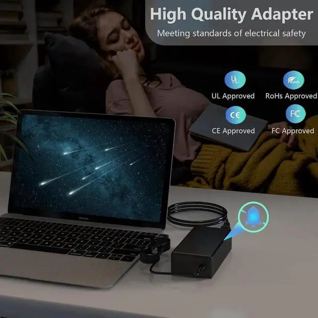 Alt view image 3 of 7 - 65W AC Charger for Original HP Envy x360 Laptop Power Supply Adapter