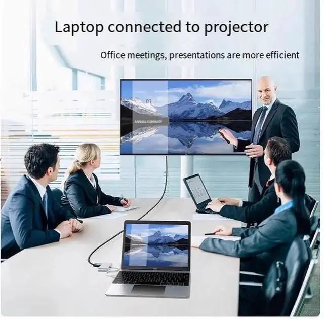 Alt view image 5 of 6 - MiniDP to(HDMI+VGA4K30Hz/1080P60Hz)- Silver suitable for Apple Computer converter projector port macbook pro/air HD surface connected to laptop TV lightning adapter cable