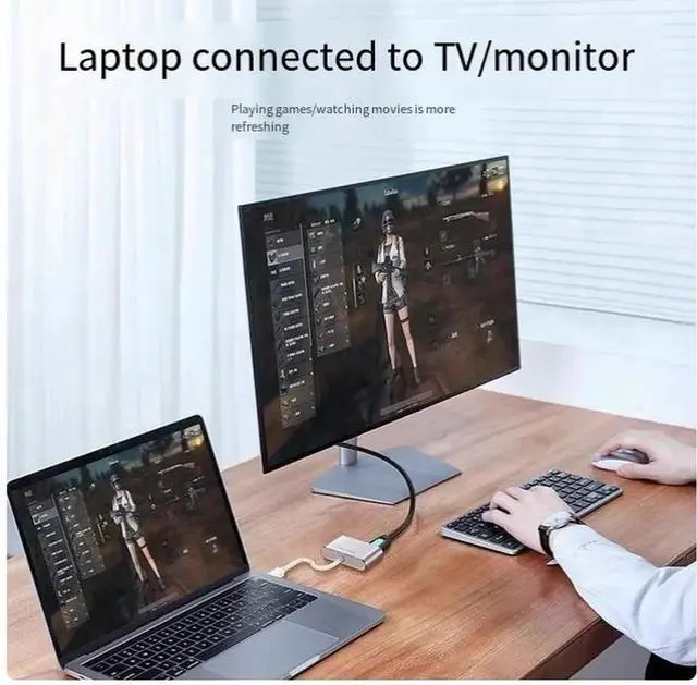 Alt view image 6 of 6 - MiniDP to(HDMI+VGA4K30Hz/1080P60Hz)- Silver suitable for Apple Computer converter projector port macbook pro/air HD surface connected to laptop TV lightning adapter cable