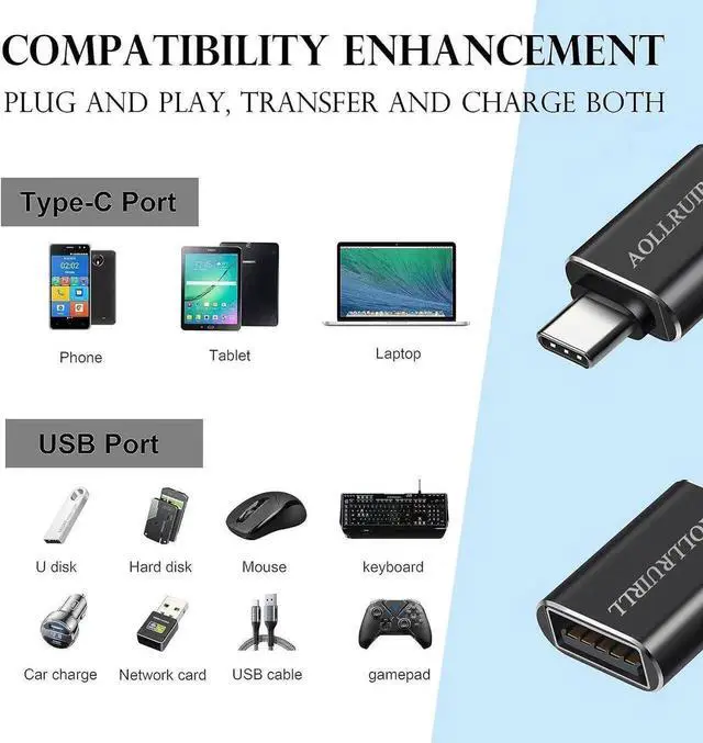 Alt view image 3 of 6 - [6 Pack] USB C to USB Adapter (3 Pack)&USB to USB C Adapter (3 Pack) [Aluminum Shell] SuperSpeed Data Transfer & Fast Charging for iPhone/PC//iPad/Laptop/MacBook/etc