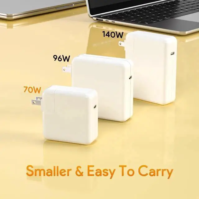 Alt view image 2 of 7 - 70W Magnetic 3 Mac Book Pro Charger- Compatible with MacBook pro 14 inch(2021-2023) & Mac Book Air 13/15 inch(2022-2024) Include 6.6FT USB C to 3 Braided Cable