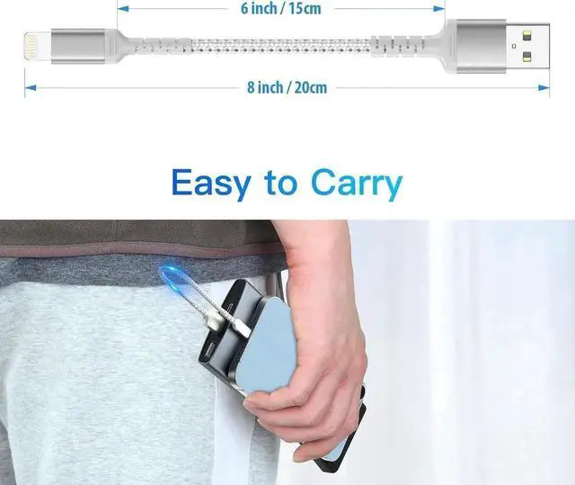 Alt view image 3 of 5 - 6 Inch iPhone Charging Cable 3 Pack Braided Short iPhone Charger Cord [MFi Ceritified] Compatible with Apple iPhone 14 13 12 11 Pro Max/Mini XS XR X 8 7 Plus SE2 iPad Short Lightning Cable