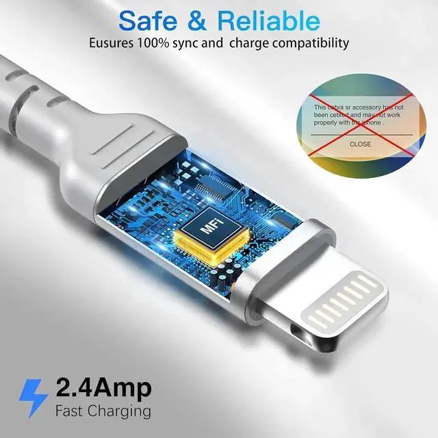 Alt view image 2 of 5 - 6 Inch iPhone Charging Cable 3 Pack Braided Short iPhone Charger Cord [MFi Ceritified] Compatible with Apple iPhone 14 13 12 11 Pro Max/Mini XS XR X 8 7 Plus SE2 iPad Short Lightning Cable