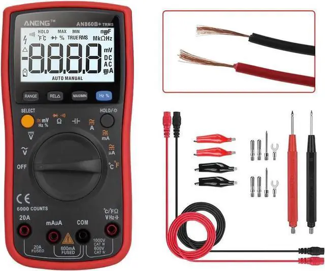 Main image of AN860B+ Tester Digital Multimeter Profesional 6000 Counts Detector Tester Peak Multimetro Meter Analogico EsrLcr Meter - Red
