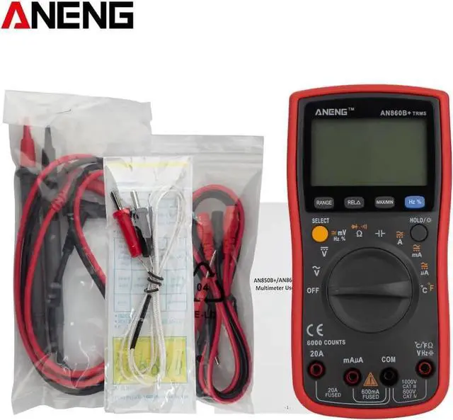 Alt view image 4 of 6 - AN860B+ Tester Digital Multimeter Profesional 6000 Counts Detector Tester Peak Multimetro Meter Analogico EsrLcr Meter - Red