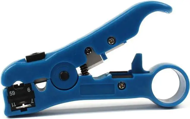 Main image of Wire Coax Coaxial Universal Cable Stripper Cutter Stripping Pliers Tool for Network rj45 Cables - Blue