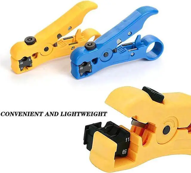 Alt view image 5 of 6 - Wire Coax Coaxial Universal Cable Stripper Cutter Stripping Pliers Tool for Network rj45 Cables - Blue