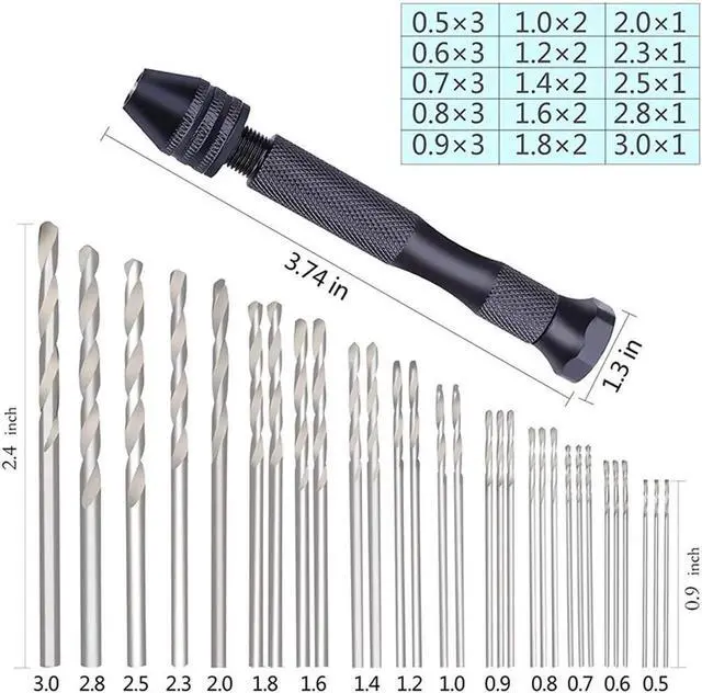 Alt view image 7 of 7 - Hand Drill Bits Set 31Pcs Hand Drill Set Precision Pin Vise Micro-Mini Twist Drill Bits For Metal Wood Delicate Manual Work