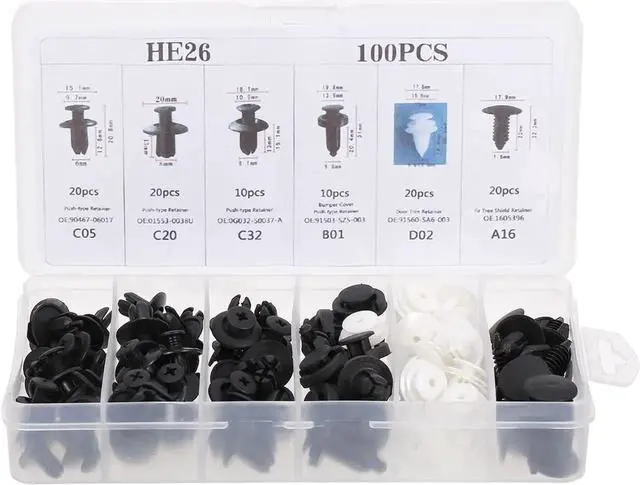 Alt view image 7 of 7 - 100Pcs Car Body Plastic Push Retainer Pin Rivet Fasteners Trim Moulding Clip Automotive Furniture Assembly Expansion Screws Kit with Removal Tool Screwdriver for Vehicles