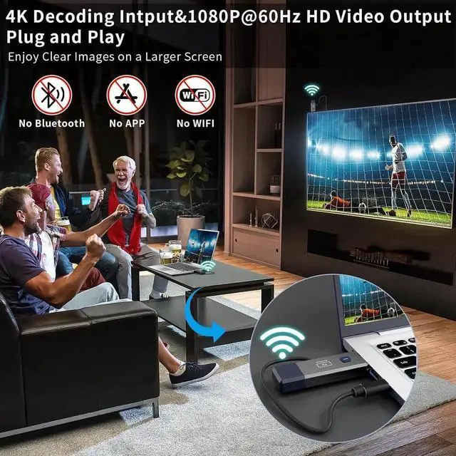 Alt view image 4 of 7 - Wireless HDMI Transmitter and Receiver, 165ft/50m Wireless HDMI for 4K Decode Input 1080P Output, Plug&Play Portable 2.4G/5.8G for Video and Audio to Monitor from PC/Projector/TV Box