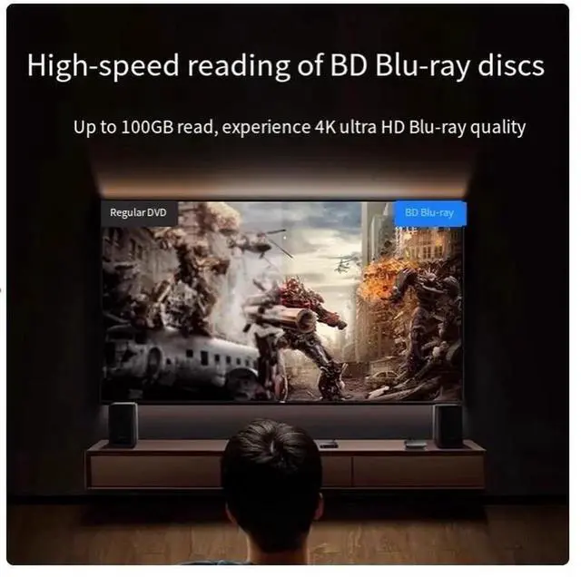 Alt view image 6 of 7 - Blu-ray external optical drive CD, DVD, BD burner, laptop external usb3.2 reading cd, universal mobile disc