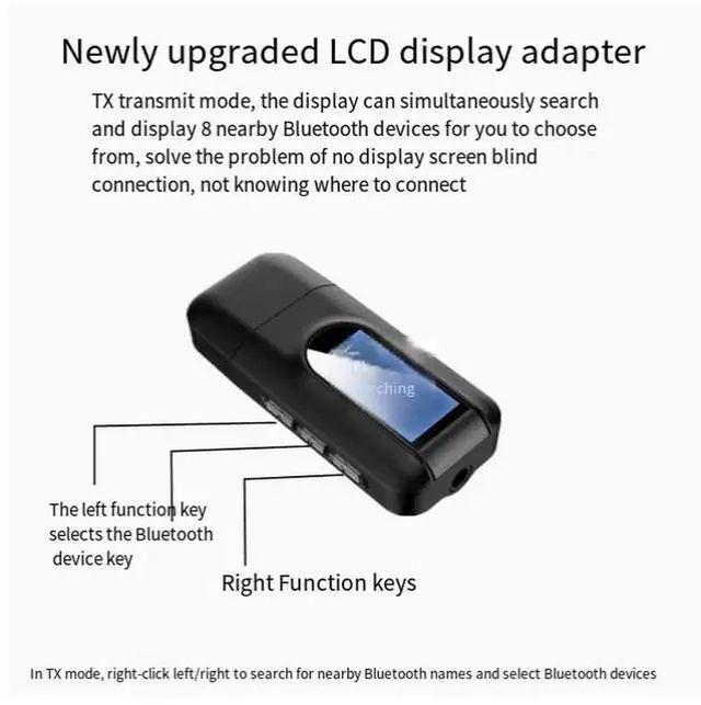 Alt view image 3 of 5 - Bluetooth Audio transmitter and Receiver 5.0 2-in-1 computer TV projector Audio 3.5mm to stereo headphones