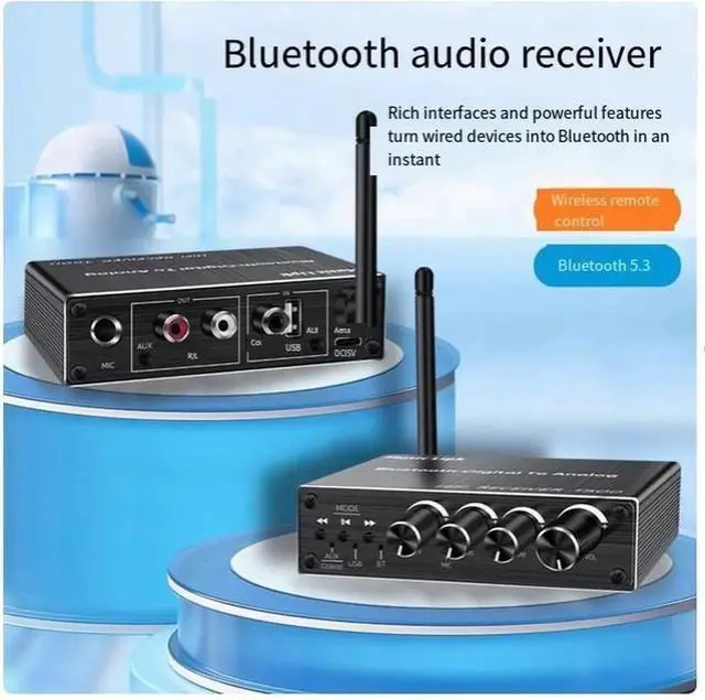 Alt view image 3 of 6 - 5.3 Bluetooth receiver Wireless Audio adapter to old-fashioned speaker amplifier dedicated 6.5 Microphone Karaoke tape Coaxial cable