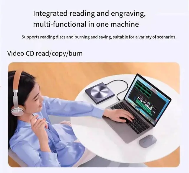 Alt view image 6 of 7 - UGreen USB+TYPE-C interface, external optical drive case, portable cd, notebook external dvd reading, CD burner, computer disc reading