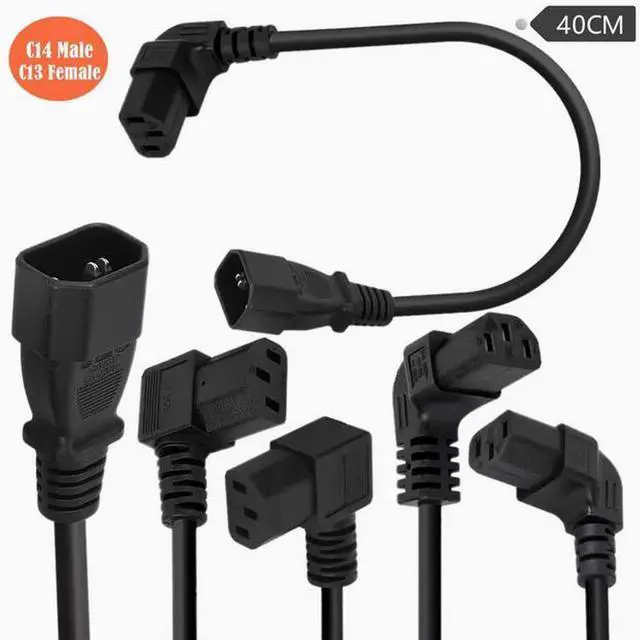 Main image of 90 degree elbow C14 revolution C13 female extension power cable 0.75 square character power cable AC power cable