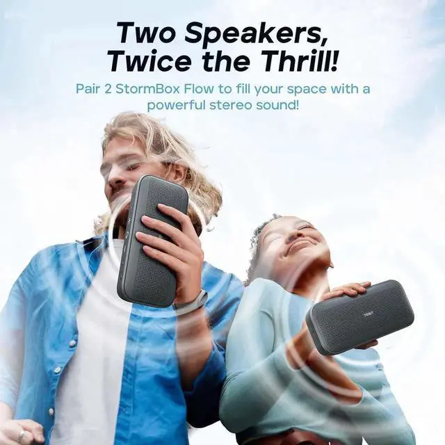 Alt view image 2 of 7 - Tribit StormBox Flow Bluetooth Speaker, Portable Speaker with XBass, 30H Playtime Wireless Speaker, IP67 Waterproof, Bluetooth 5.3, TWS, Custom EQ, Type-C Speaker for Outdoor Travel Beach