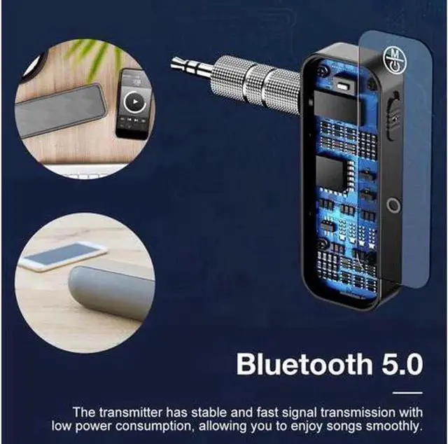 Alt view image 2 of 7 - USB Wireless Bluetooth 5.0 Transmitter Receiver 2in1 Audio Adapter 3.5mm Aux Car