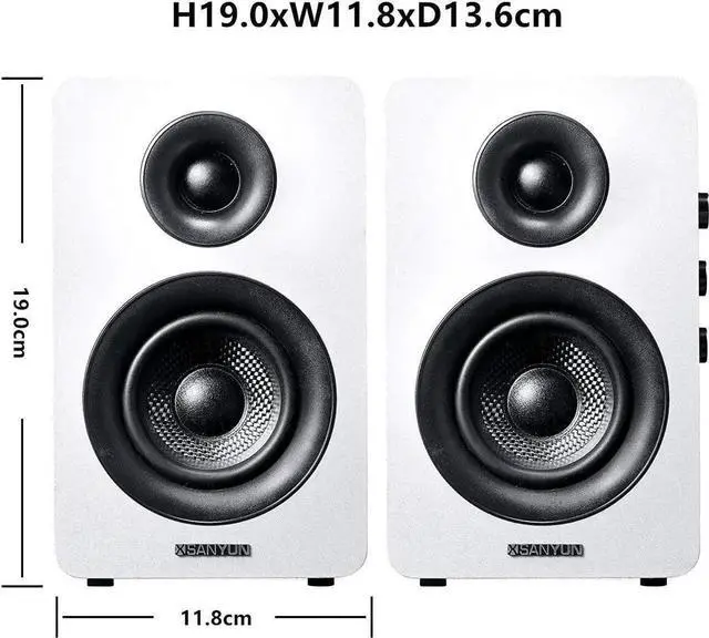 Alt view image 5 of 7 - SW208 3" Active Bluetooth 5.0 Bookshelf Speakers 60W Carbon Fiber Speaker Unit - Built-in 24bit DAC Dynamic 3D Surround Sound 2.0 Computer PC Monitor Gaming (Pair, White)