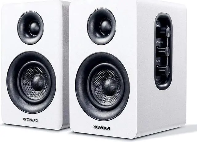 Main image of SW208 3" Active Bluetooth 5.0 Bookshelf Speakers 60W Carbon Fiber Speaker Unit - Built-in 24bit DAC Dynamic 3D Surround Sound 2.0 Computer PC Monitor Gaming (Pair, White)