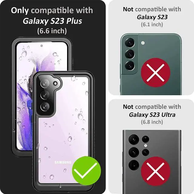 Alt view image 4 of 7 - For Samsung Galaxy S23 Plus Case,S23 Plus Waterproof Case with Built-in Screen Protector, Rugged Shockproof Full Protective Case for Samsung S23 Plus Black