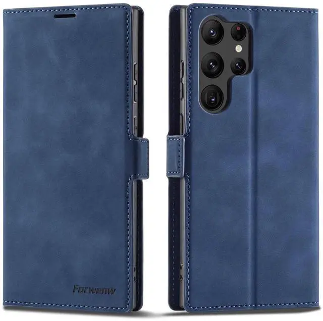 Main image of WERLEO Case for Samsung Galaxy S25 Ultra 5G 6.9 inch Premium PU Leather Phone Cover with Card Holder Stand, Shockproof Flip Wallet Cover Blue