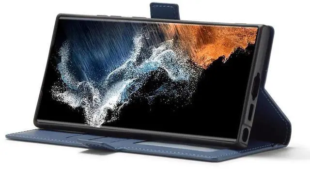 Alt view image 3 of 7 - WERLEO Case for Samsung Galaxy S25 Ultra 5G 6.9 inch Premium PU Leather Phone Cover with Card Holder Stand, Shockproof Flip Wallet Cover Blue