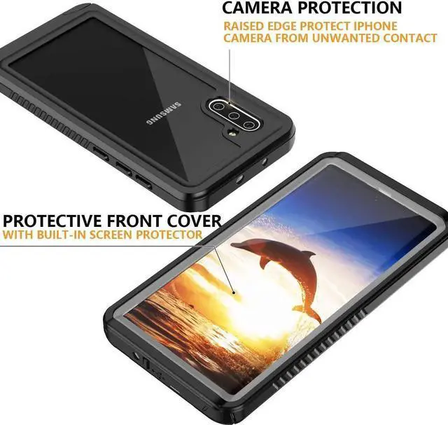 Alt view image 3 of 7 - Galaxy Note 10 Waterproof Case, Built in Screen Protector 360° Full Body Protective Shockproof Cover Dustproof Sandproof IP68 Underwater Waterproof Case for Galaxy Note 10 6.3 inch