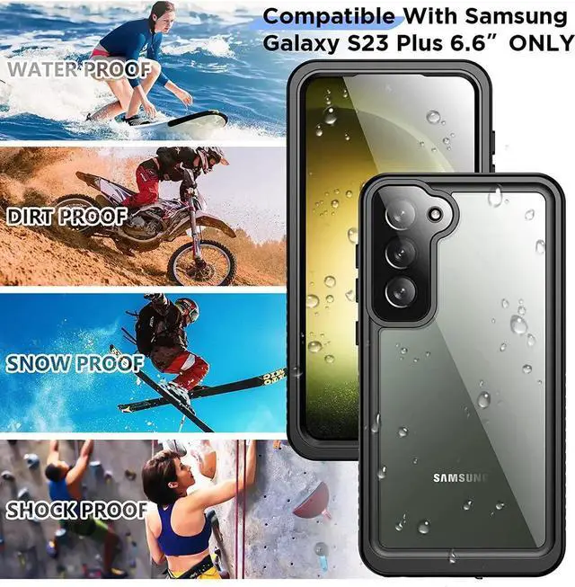 Alt view image 6 of 7 - For Samsung Galaxy S23 Plus Case Waterproof,Built-in Screen Protector [IP68 Underwater][Full Body Shockproof][12FT Military Dropproof][Heavy Duty]Protective Case for S23 Plus 5G 6.6"Black