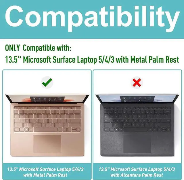 Alt view image 3 of 7 - Slim Case for 13.5 inch Microsoft Surface Laptop 5 / 4 / 3 with Metal Palm Rest, Matte Protective Case Hard Shell Laptop Cover with Transparent Keyboard Cover Skin